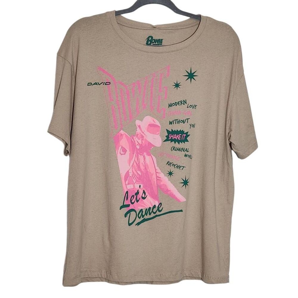 David Bowie T-Shirt NWT Size Small Tan Short Sleeve David Bowie Let's Dance Tee